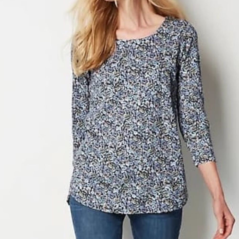 J.Jill Pima 3/4-Sleeve Scoop-Neck Cameo Rose color SP NWT in packaging